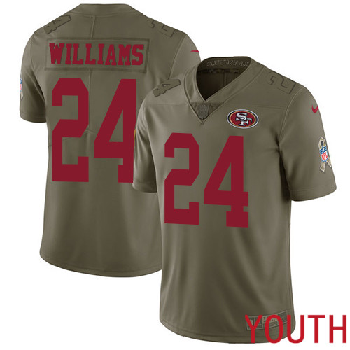 San Francisco 49ers Limited Olive Youth K Waun Williams NFL Jersey 24 2017 Salute to Service